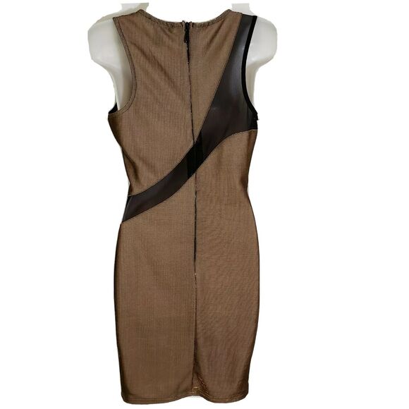 Forever 21 Mini Dress Womens Small Bronze Sleeveless Body Con Black Mesh Zipper - Picture 2 of 8
